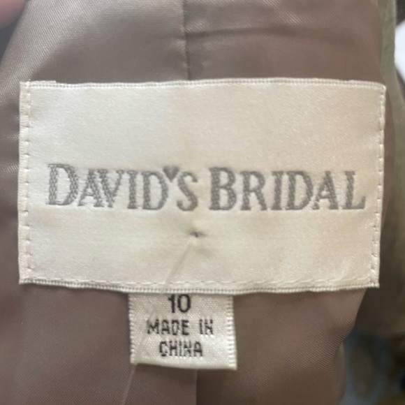 Vintage David’s Bridal Formal Mother of Bride Two Piece Long Dress Taupe Jeweled - Picture 8 of 10